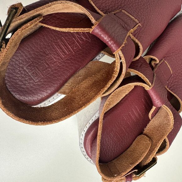 Anthro Gee Wawa Eggplant Leather White Platform Open Toe Ankle Strap Sandals 8 - Picture 6 of 10